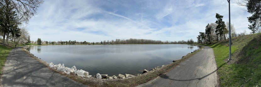 Panoramic view of Schoonover Lake in Lima OH
High thin clouds in a blue sky